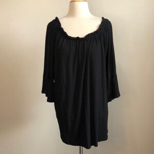 New 24 Seven Comfort Apparel Black‎ Scoop Neck 1/2 Sleeve Knit Top Size L NWT